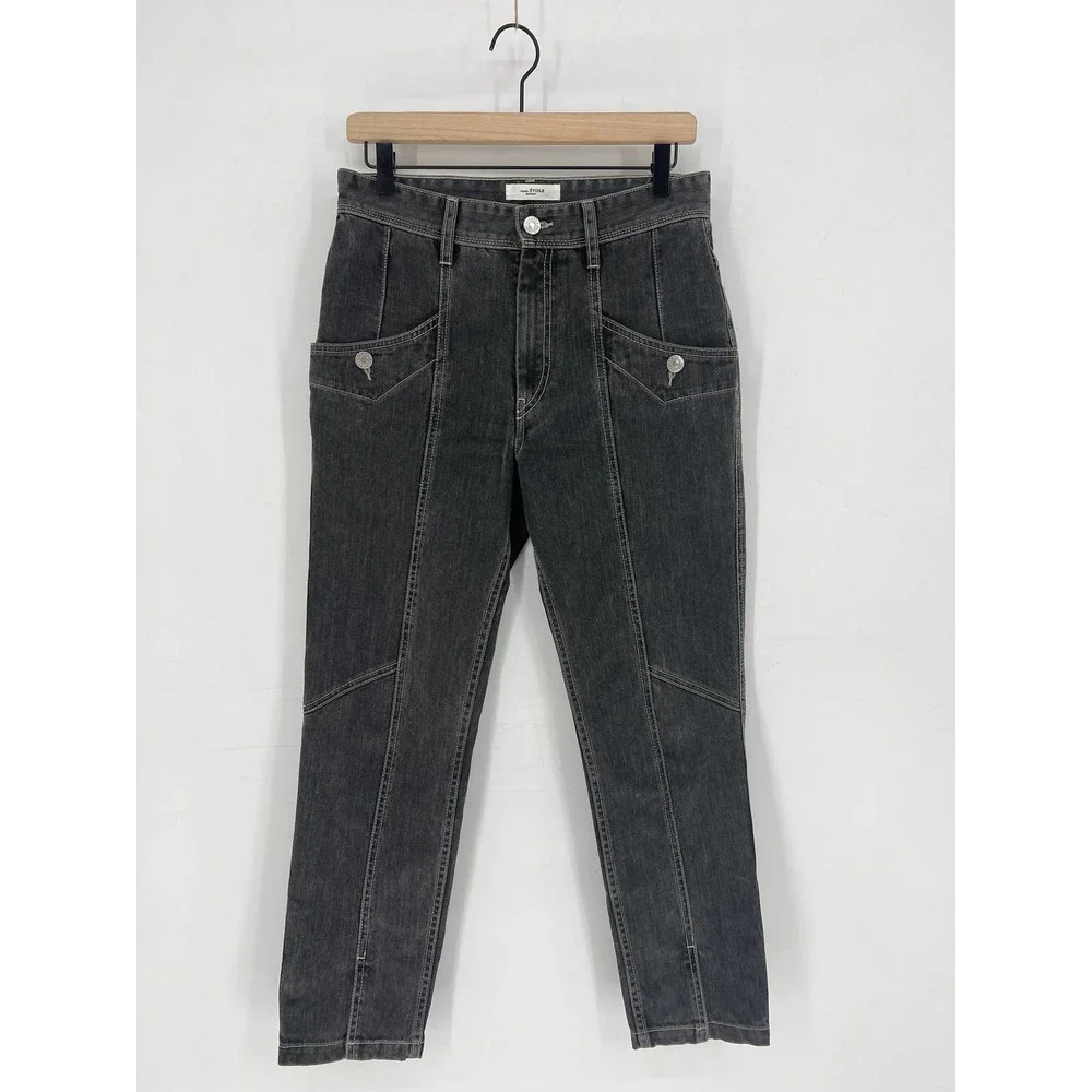 Etoile Isabel Marant Gray Seamed Slit Front Jeans - Picture 2 of 13
